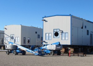 Three of the five hydro transfer pump station modules fabricated for Canadian Natural Resources by Greenberry.