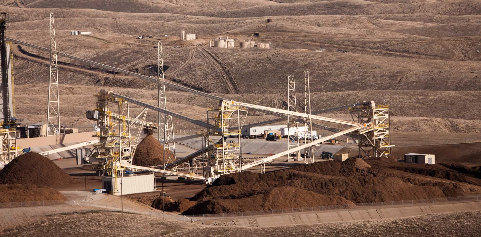 Aerial view of industrial field services at Mt. Poso, Calif.