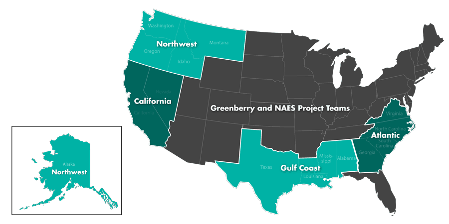 Greenberry Industrial regions throughout the U.S. Green berry is a national industrial contractor.