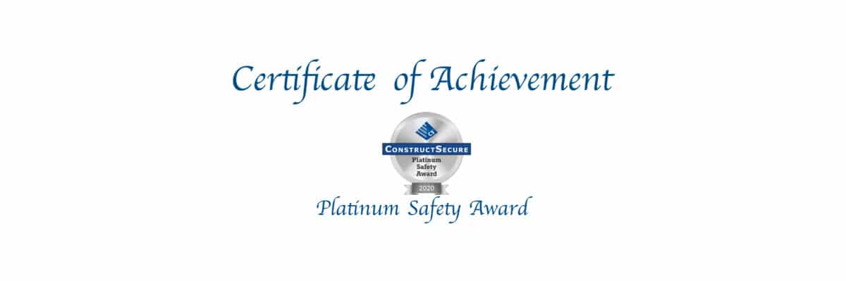 Greenberry Industrial receives the prestigious Platinum Safety Award from ConstructSecure